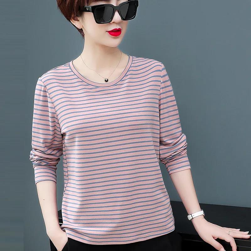 Casual Cotton Basic T-shirt Women Loose Long Sleeve  Tee Shirts Female Solid Tees Ladies Fall Tops Pullover