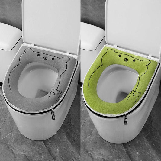 2-pack Household Toilet Seat Cushion Zipper Type Four Seasons Universal Waterproof Toilet Seat Cartoon Cute Toilet Cover Thick and Washable