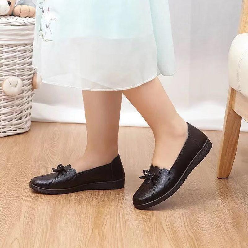 Mother Shoes Soft Sole Comfortable Middle-aged and Elderly Women's Shoes Spring and Autumn Flat Non-slip Single Shoes Old Leather Shoes