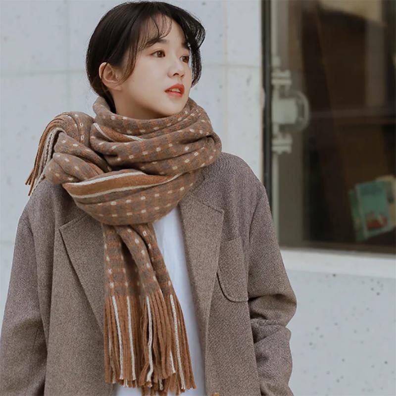 Scarves Womens Cute Korean Wild Bib Women Winter Scarfs Thicked Warm Knitted Wool Scarves