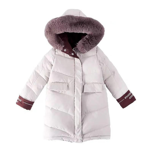 Girls Mid-length Warm Cotton Coat Winter Korean Style Padded Jacket Children's Thick Windproof Cotton Clothing