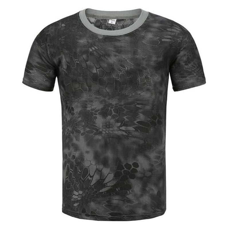 Camouflage Shirt Snakeskin Print T-shirt Summer Army Off Road Clothing Outdoor Sports Tees Half Sleeve Casual Pullover