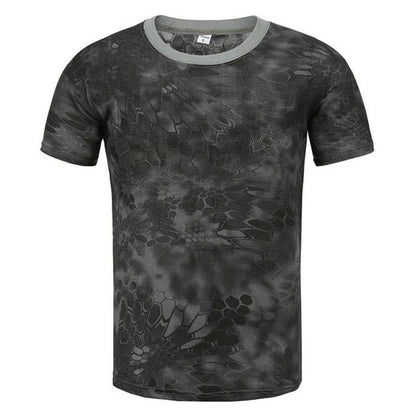 Camouflage Shirt Snakeskin Print T-shirt Summer Army Off Road Clothing Outdoor Sports Tees Half Sleeve Casual Pullover