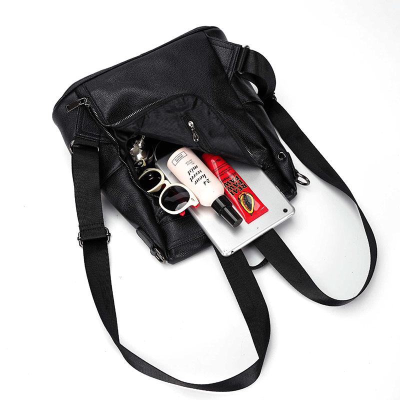 Leather Backpack Women Zipper Anti-theft Waterproof Student Computer Bag Outdoor Sports Travel Bags