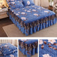 Thickened Plus Velvet Quilted Bed Skirt with Lace Edge Bedspread Non-fleece Winter Warm Crystal Velvet Four-piece Suit