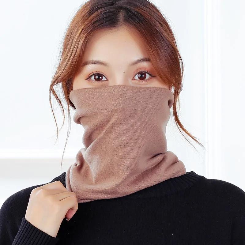 Women's Autumn and Winter Bib Pullover Scarf Korean Style Outdoor Windproof Cashmere Knitting Riding Warmth Cervical Spine Scarf Neck Collar Neckchief