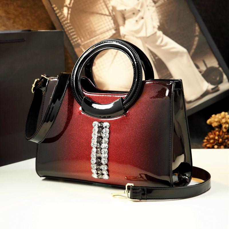 Bright Solid Patent Leather Shoulder Bags Ladies Handbags Casual Top-handle Messenger Bag Tote Bag