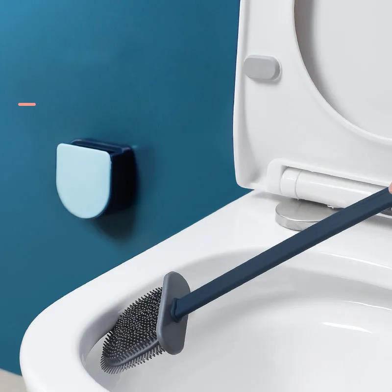 Silicone Toilet Brush Dead Corner Multi-function Toilet Toilet Brush Free Punch with Base Toilet Brush Toilet Brush Artifact