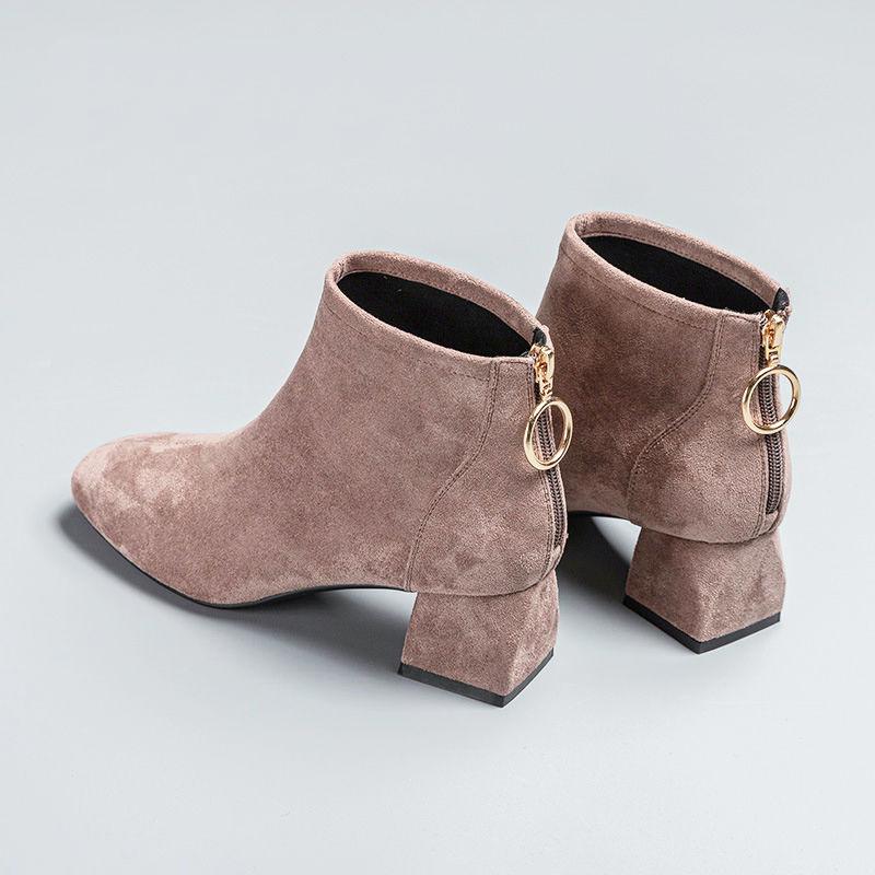 Autumn Mid-tube Women's Boots Korean Style Trendy Shoes for Students Autumn Cotton Shoes