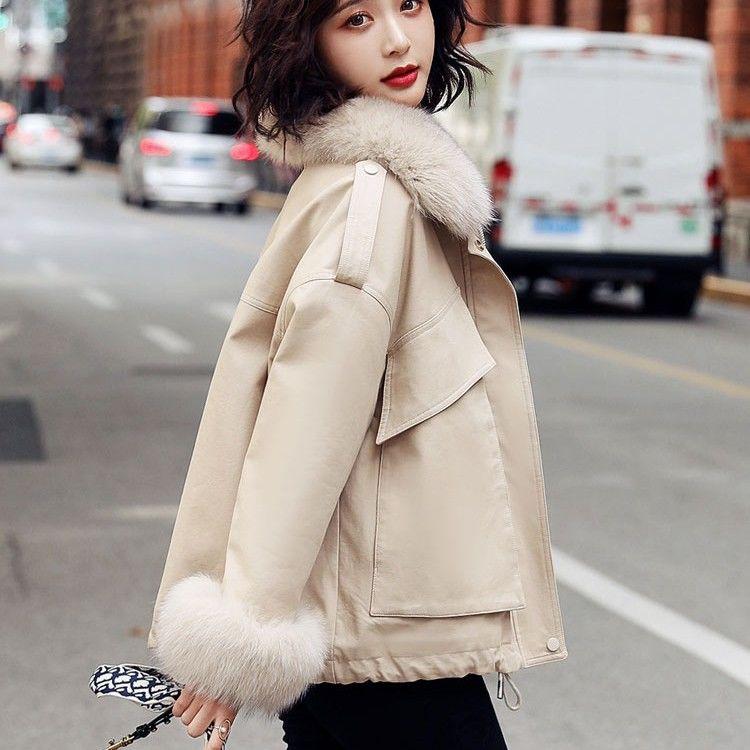 Warm Fleece Liner Hooded  Parkas Coat Winter Hooded Jacket Women Fur Collar Jacket Parka