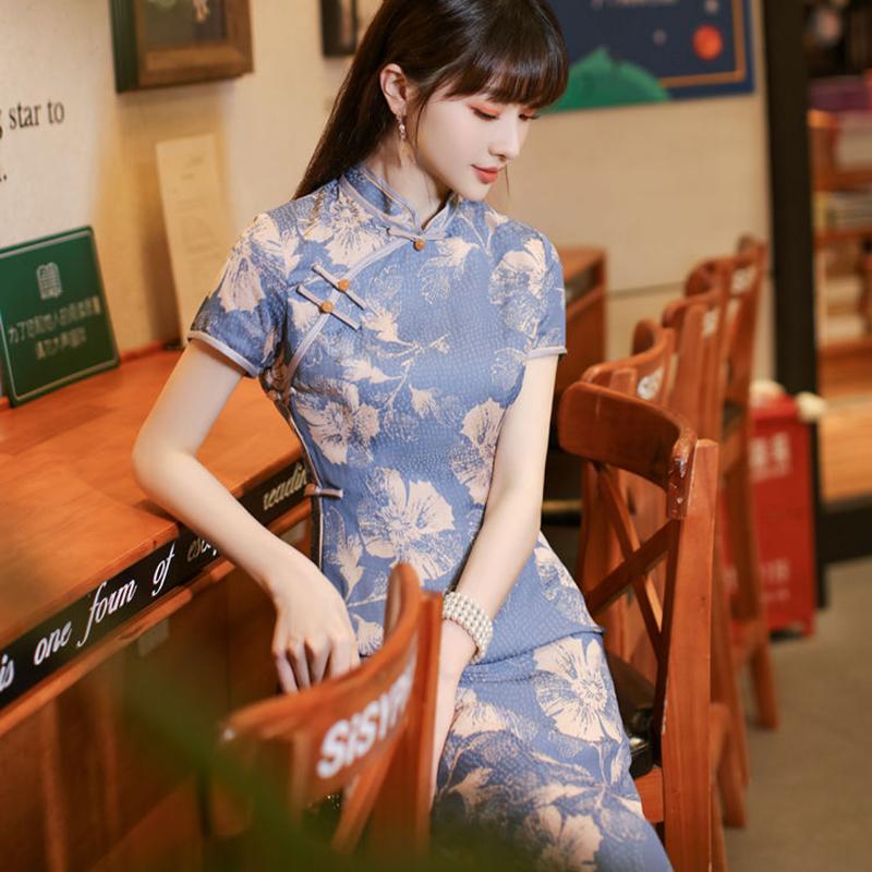 Improved Version of Cheongsam Dress Retro Elegant Young Girl Eroded Lightly Cooked Chinese Style Long Skirt Daily