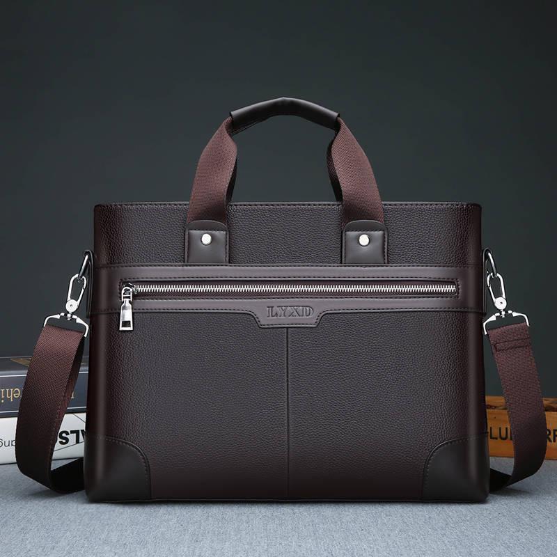 Men Genuine Leather Office Business Briefcase Laptop Case Attache Portfolio Bag Messenger Bag