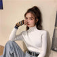 Women's Knitted Long-sleeved Hit Color Turtleneck Sweater Slim Pullover Bottoming Sweater