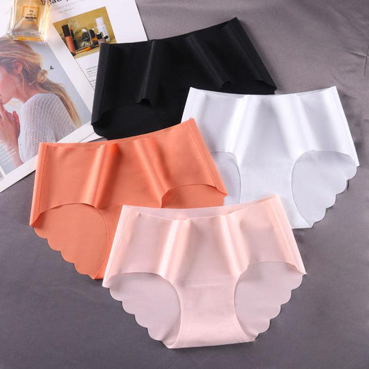 4Pcs/set Middle Waist Women's Panties Cotton Seamless Solid Color Underpants Ladies Large Size Casual Briefs