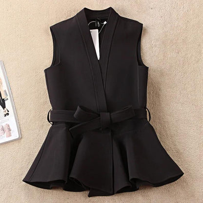 Spring and Autumn Women's Jacket Korean Lace Ruffled Vest Vest Waistcoat