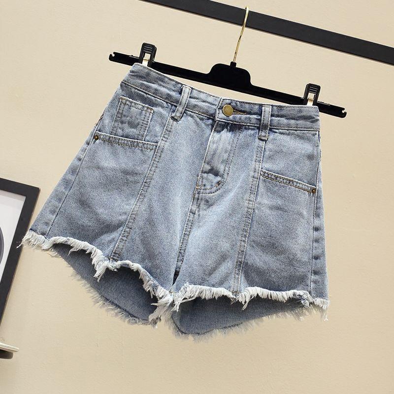 WTEMPO Women Loose High Waist Denim Shorts Spring and Summer Wide Leg A-line Thin Casual Shorts