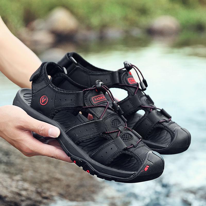 Classic Men's Sandals Summer Soft Sandals Comfortable Men Shoes Genuine Leather Sandals Big Size Soft Outdoor Men Roman Sandals