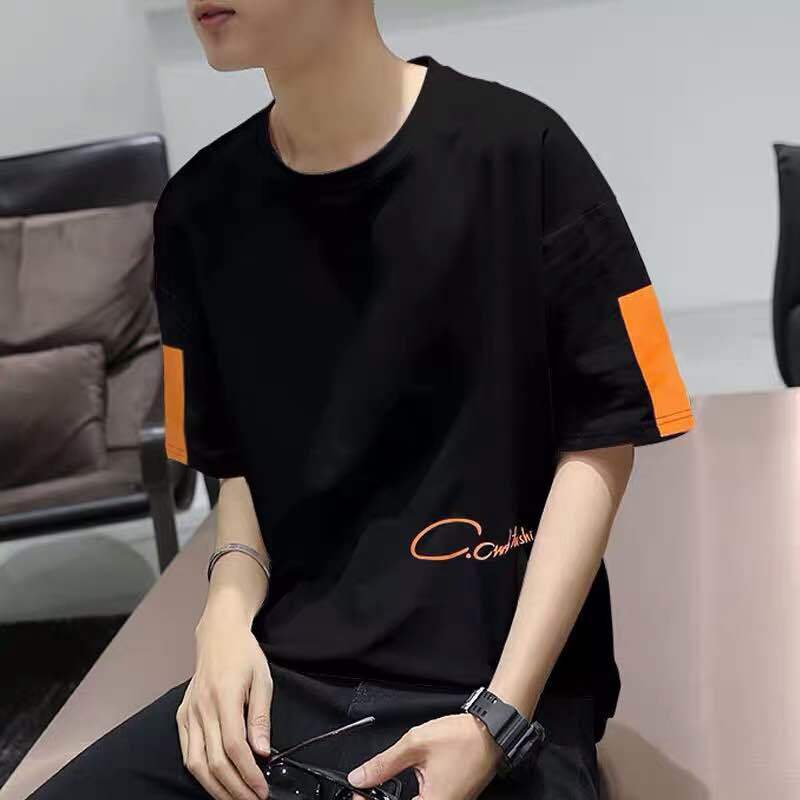 Summer Short-sleeved T-shirt Male Students Loose Five-point Sleeves Youth Cotton Handsome All-match Clothes