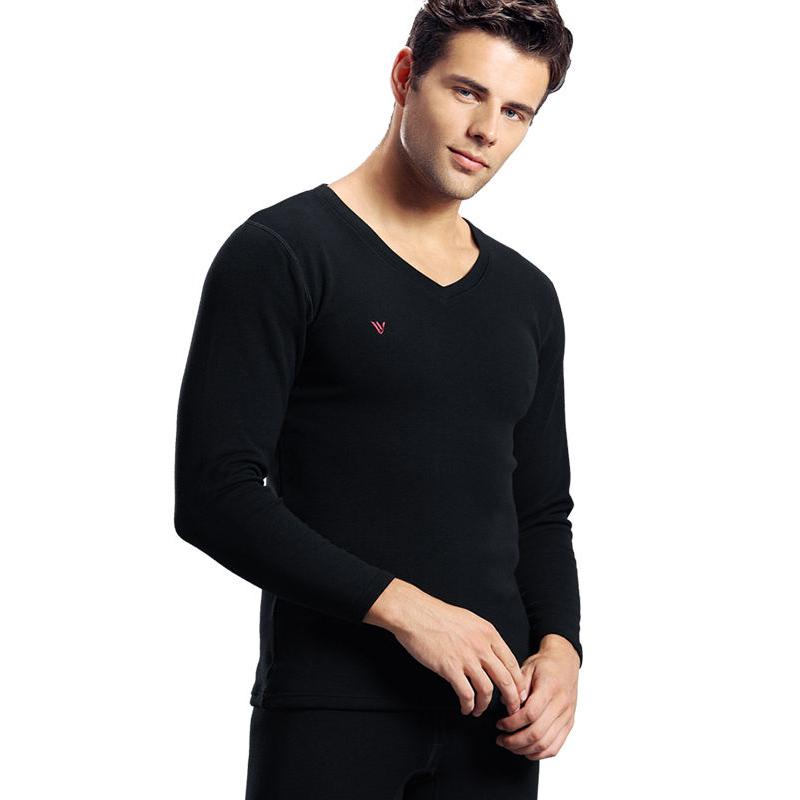 Men Winter Autumn Plus Velvet Thicken Thermal Underwear Tight Suit High Elasticity Wearable Comfortable Versatile Soft Lining Long Sleeve Breathable