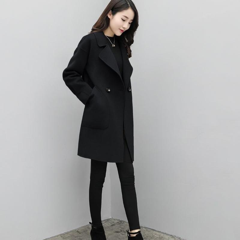 Autumn and Winter Women's Mid-length Woolen Coat Fashionable Large Size Woolen Coat Loose Small Woolen Coat