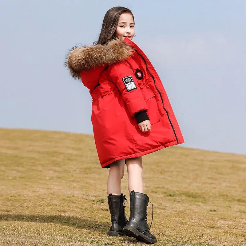 Girls' Warm Winter Clothes Windbreaker Mid-length Thick Padded Jacket Double-sided