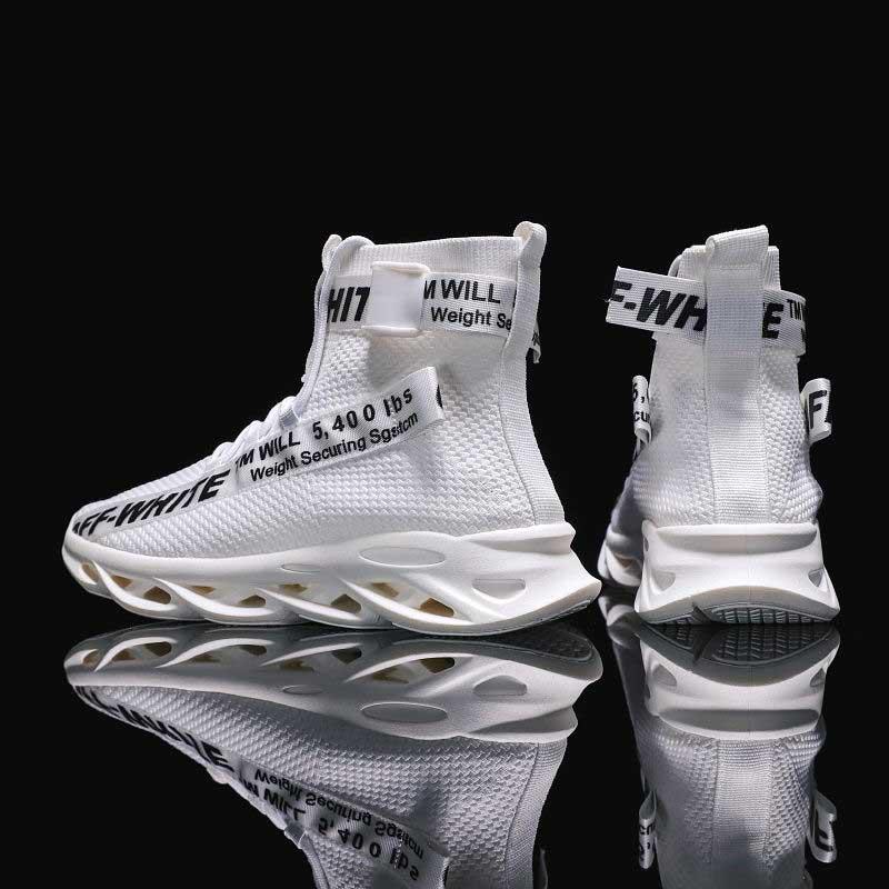 Plus Size39-44 Men High-top Sneakers Running Basketball Sock Shoes Breathable Lightweight Non-slip Sock Shoes Wear-resistant Deodorant Blade Shoes