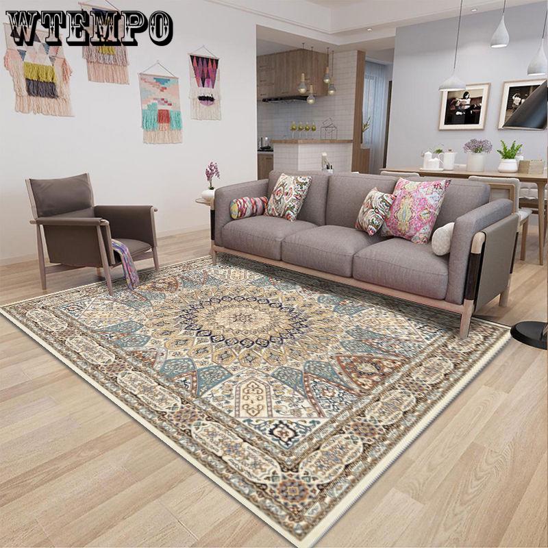 Large Area Rugs Persian Style National Printed Carpets for Living Room Bedroom Anti-Slip Floor Mat