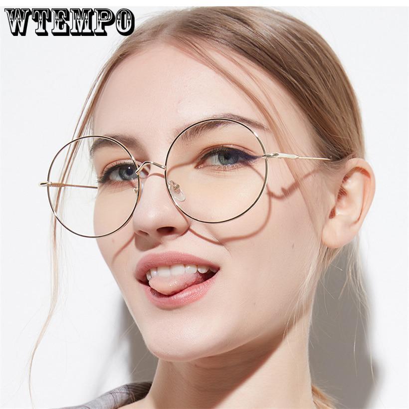 Oversized Round Glasses Frame Women Men Fashion Transparent Glasses Unisex Metal Spectacle Optical E