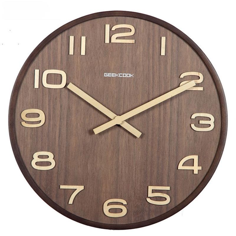 Chinese Style Wall Clock Living Room Silent Clock Chinese Style Wooden Clock Simple Household Clock Retro Wall Watch