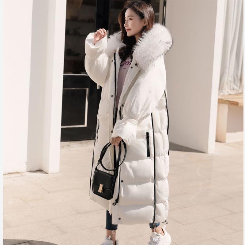 Women's Mid-length Down Jacket Winter Korean Loose Cotton Clothes Casual Hooded Padded Jacket Quilted Jacket