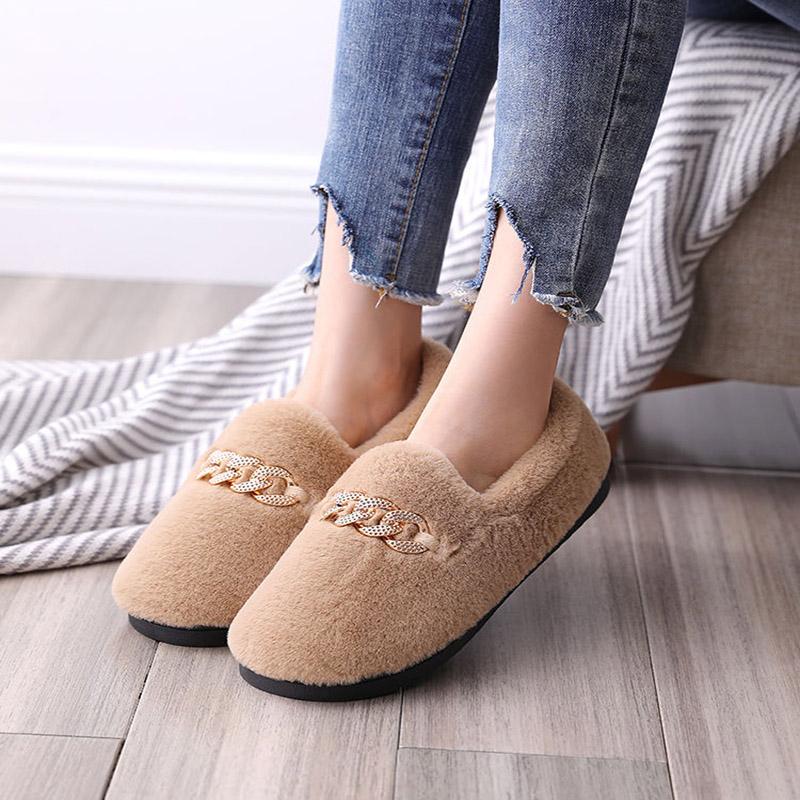 Autumn and Winter Pure Cotton Slippers Indoor Non-slip Soft-soled Shoes Warm Simple Plush Cotton Shoes