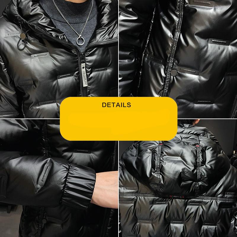 Men's Short Shiny Light Down Jacket Winter Trend Thick Warm Hooded Men's Tide Brand Jacket