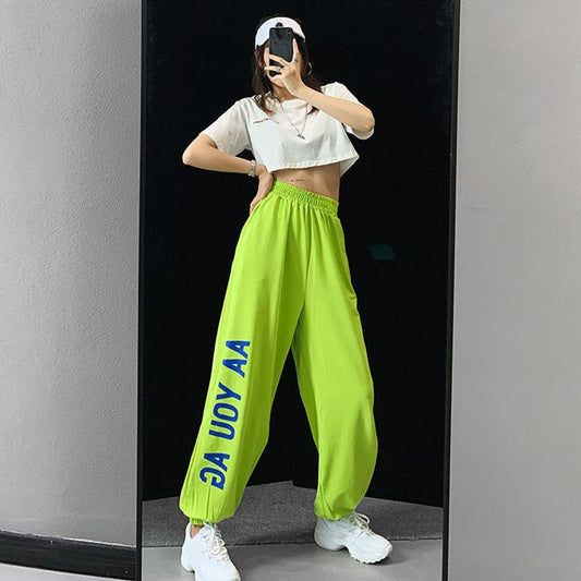 WTEMPO Women Elastic WaistJoggers Pants Casyal Sport Loose Casual Baggy Trousers Dance Pants