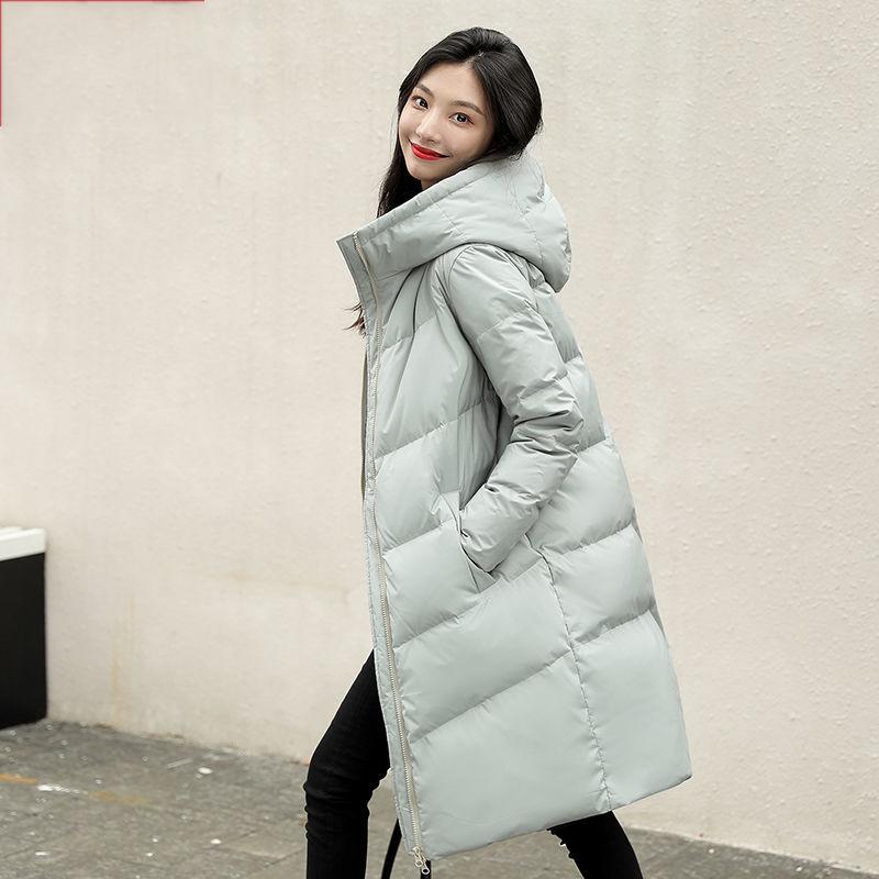 Women's Mid-length Over-the-knee High-end White Duck Down Fashionable Loose Winter Warm Coat