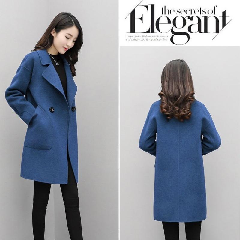 Autumn and Winter Women's Mid-length Woolen Coat Fashionable Large Size Woolen Coat Loose Small Woolen Coat