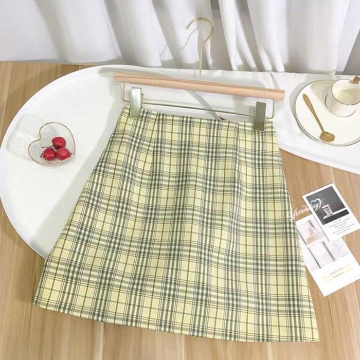 Women High Waist Pleated Skirt School Girl Plaid A-Line Flare Skater Short Skirt Uniforms Cosplay Sweet Girls