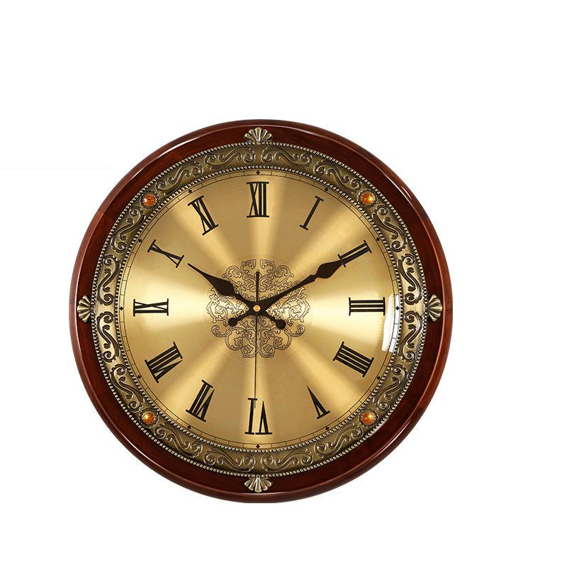 European Style Retro Wall Clock Living Room Home Fashion Solid Wood Clock American Bedroom Silent Wall Watch Atmospheric Creative Clock