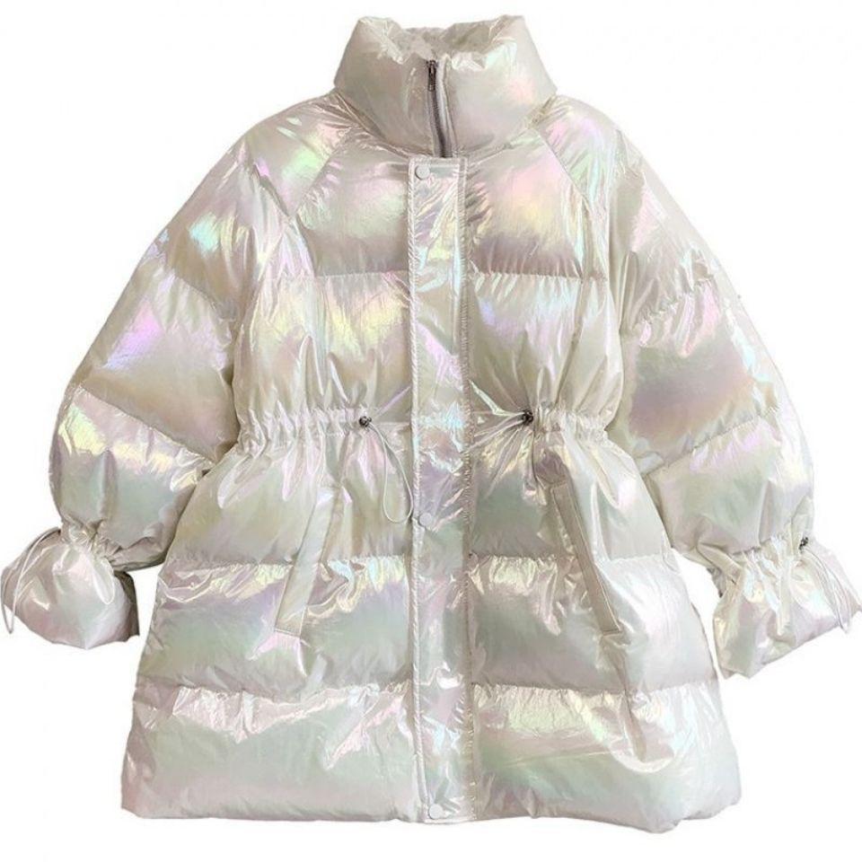 Bright Face Colorful Down Jacket Women White Duck Down Autumn and Winter Loose Mid-length Disposable Bread Jacket