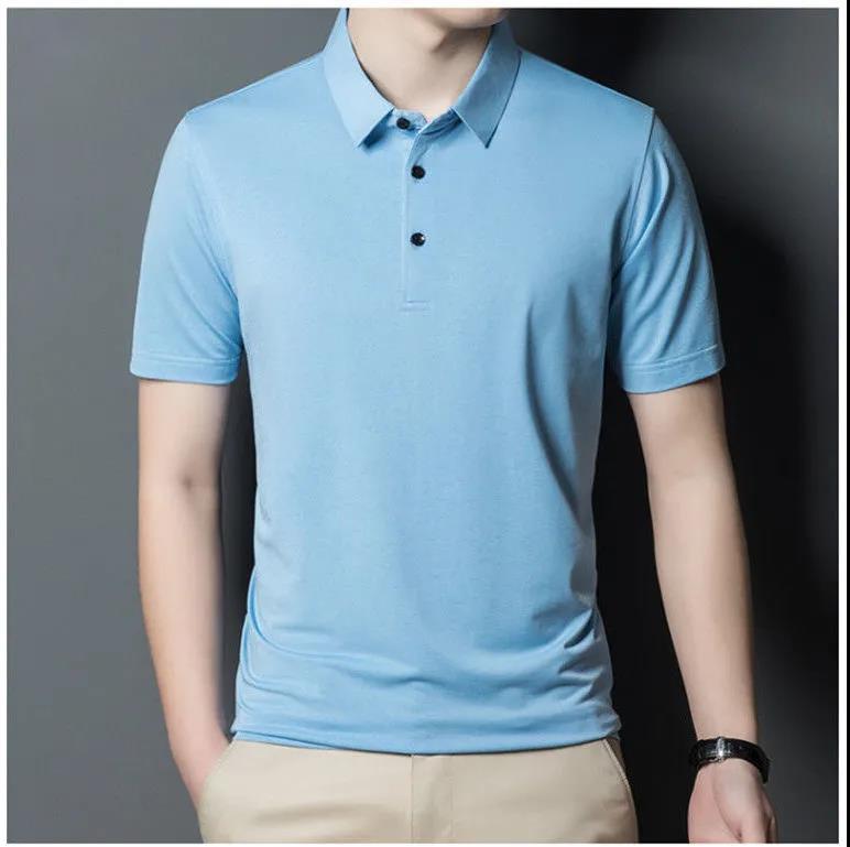 Men's Summer Ice Silk Middle-aged Short-sleeved T-shirt Loose Casual Business T-shirt Men's Top