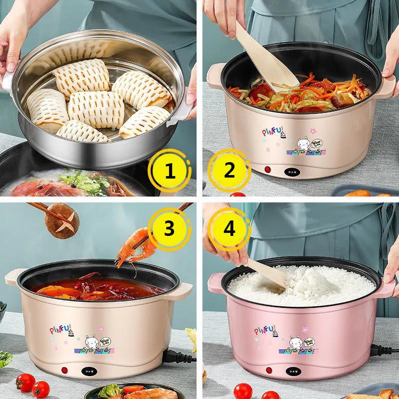 850W 22cm Non-stick Pot Electric Heat Pot Electric Boiler Wok Multifunctional Kitchen Supplies