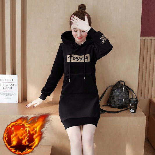 Fashion Trend Gold Velvet Sweater Autumn and Winter Thickening Plus Velvet Warm Hooded Blouse