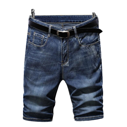 Denim Shorts Men's Stretch Summer Thin Section Loose Wild Straight Five-point Pants Men's Casual Pants Black Trend