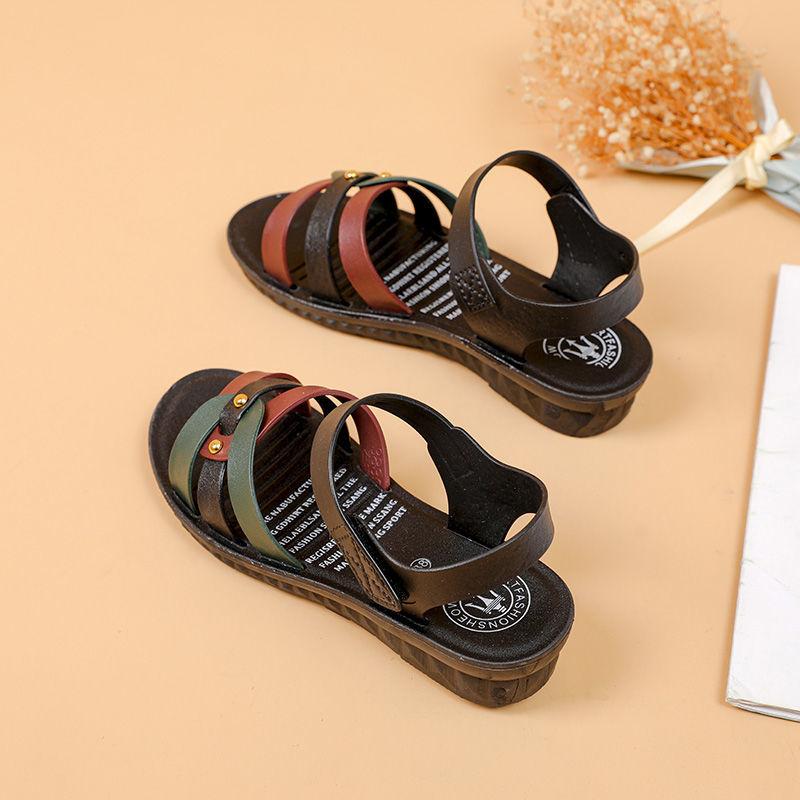 Sandals and Slippers Women Flat Slippers Summer Outdoor Wear Soft Bottom Non-slip Slope with Old Middle-aged Sandals Women