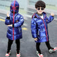 Boys Silver Padded Jacket Fashion Winter Ultraman Children's Padded Jacket Plus Velvet Padded Down Padded Jacket