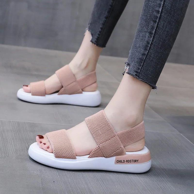 Women's Sports Sandals Summer Students Flat-bottomed Non-slip Outer Wear Fairy Style All-match Roman Shoes