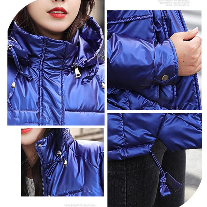 Winter Fashion Women's Cotton-padded Jacket Outdoor Thick Warmth Down Padded Jacket Loose and Short Shiny Zipper Jacket Women Winter Clothes