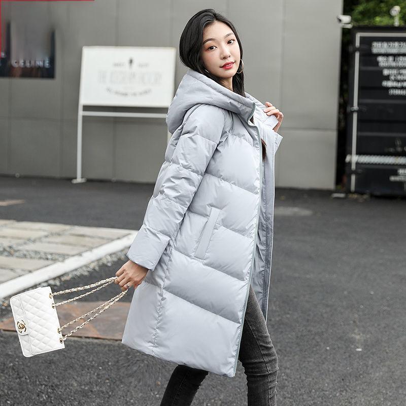 Women's Mid-length Over-the-knee High-end White Duck Down Fashionable Loose Winter Warm Coat