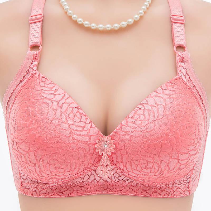 Women's Thin Large Size Anti-sagging Anti-glare Underwear Bras Receiving Bras Gathering No Steel Rings Lightweight Breathable Sexy Embroidered Bras