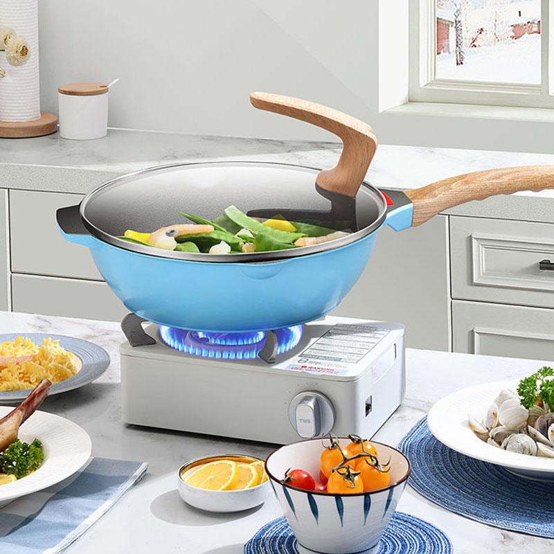 Deep Frying Pan Maifan Stone Wok Non-stick Pan Household Pan Frying Pan Induction Cooker Special Cooking Kitchen Cookware