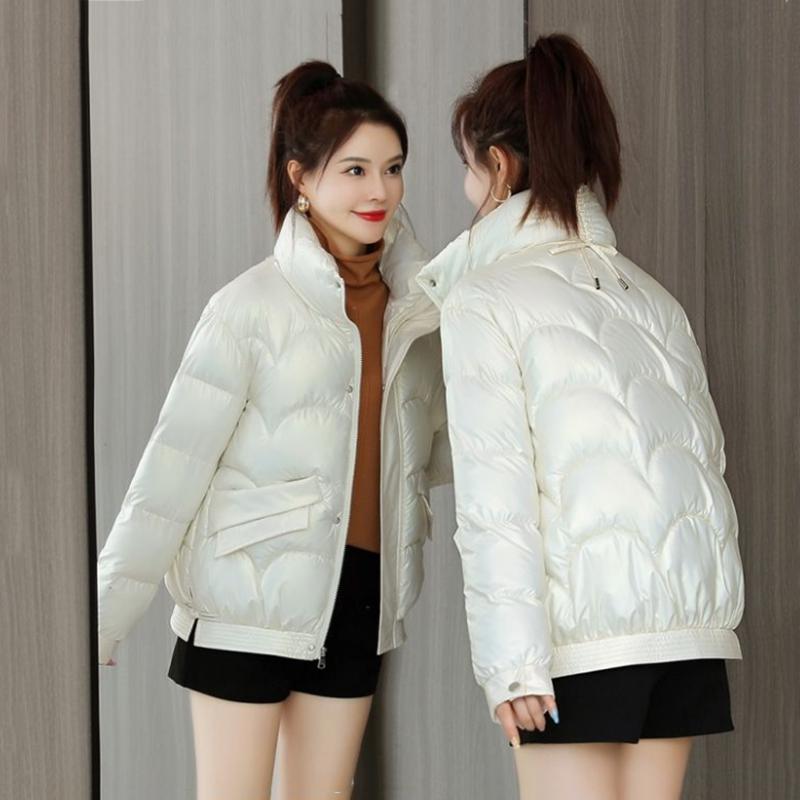 Glossy Short Women's Down Jacket Winter Korean Style Loose Cotton Clothes Casual Stand-collar Cotton Bread Jacket